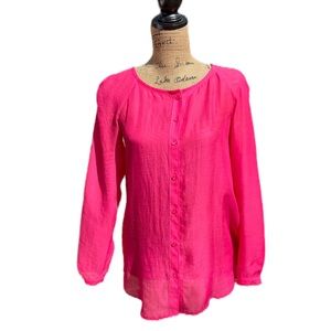 Ann Taylor LOFT Hot Pink Tunic Blouse